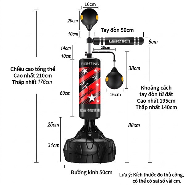Bao Cát Đứng Có Thanh Phản Xạ Xoay 360 Độ | Dụng Cụ Tập Boxing Đa Năng