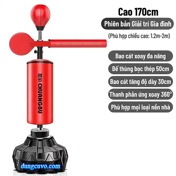 Trụ Đấm Đá Thanh Phản Xạ Đa Năng CHUANGBU | Bao Cát Đứng Boxing 360°