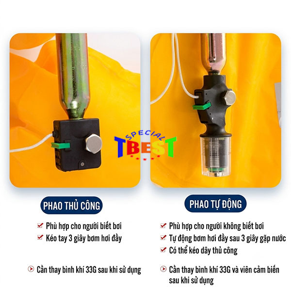 Áo Phao Cứu Sinh Giật Dây Bơm Hơi | Áo Phao CO₂ An Toàn Cao Cấp