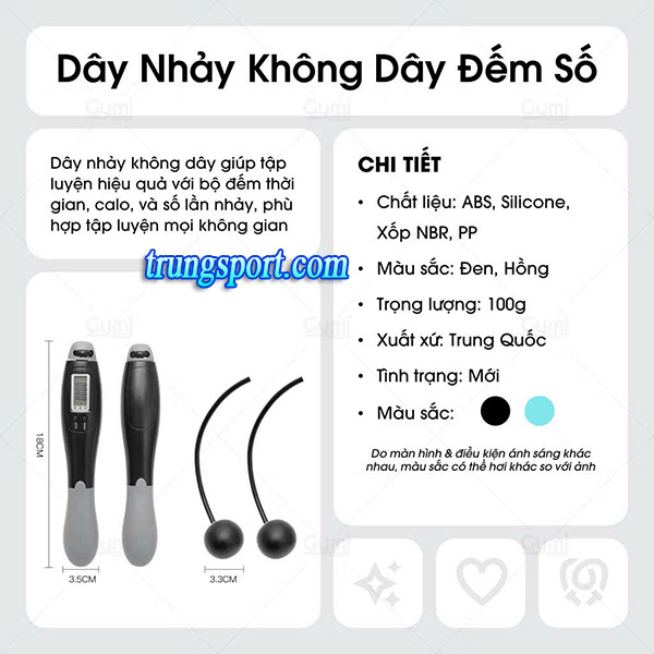 Dây Nhảy Đếm Số Điện Tử Không Dây | Dây Nhảy Cardio Thông Minh