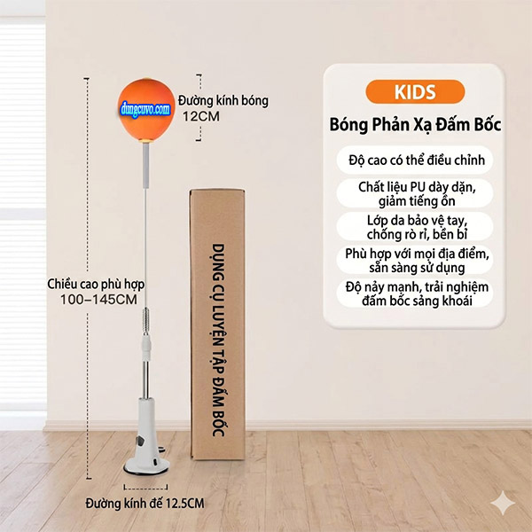 Bóng Đấm Phản Xạ Tự Đứng Đế Hút Chân Không - Tập Boxing Tại Nhà
