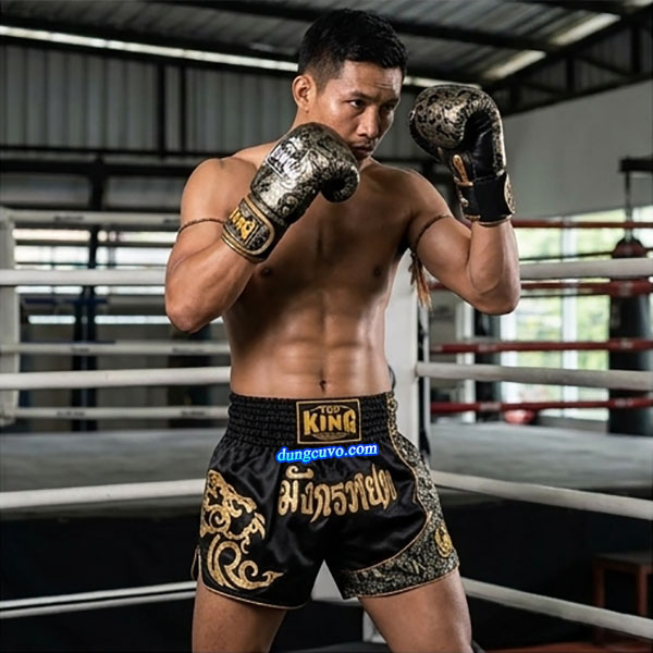 Quần Muay Thái TOP KING Cao Cấp Họa Tiết Rồng Vàng | Giá Sỉ & Lẻ