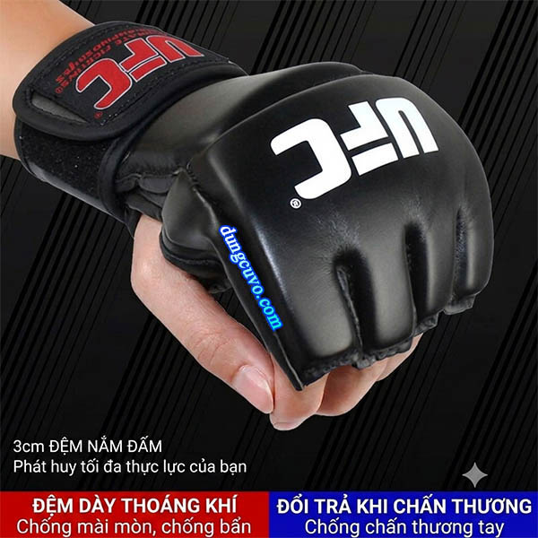 Găng Tay MMA UFC Hở Ngón Đệm 2cm Cao Cấp | Giá Sỉ & Lẻ
