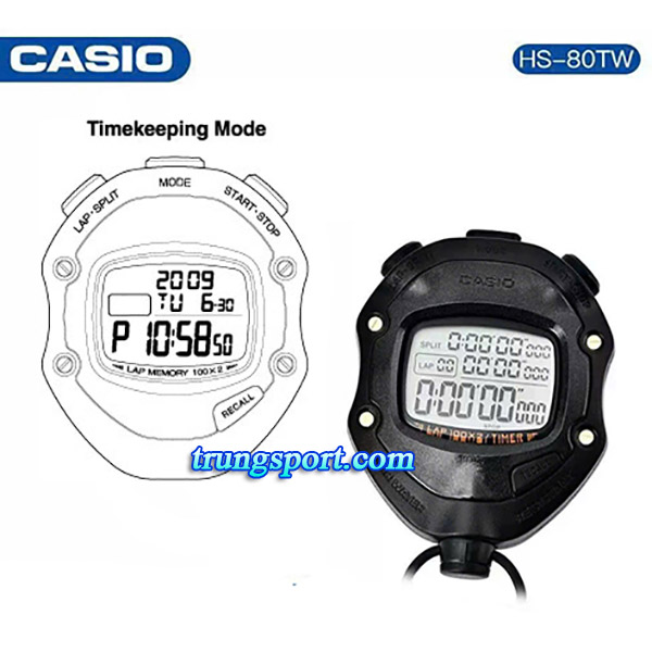 Đồng Hồ Bấm Giờ Casio HS-80TW Chính Hãng – Cho Thể Thao Chuyên Nghiệp