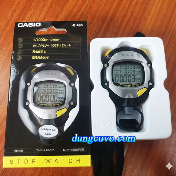 Đồng Hồ Bấm Giờ Stopwatch Casio HS-70W Chính Hãng – Chính Xác Cho Thể Thao