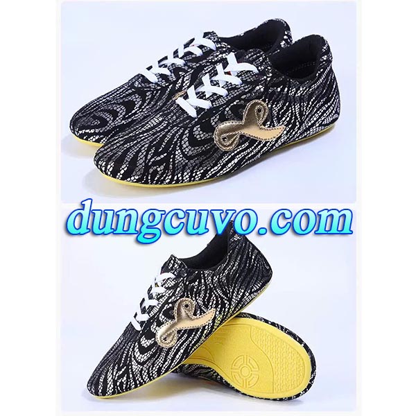Giày Wushu Biểu Diễn Cao Cấp – Vân Lửa Ánh Kim – Siêu Nhẹ – Đế Bám Tốt