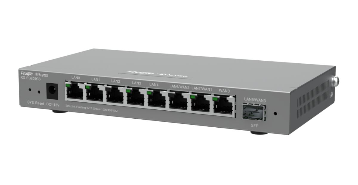 RUIJIE REYEE RG-EG209GS | Smart Gateway 1 Cổng Quang, 8 Cổng Gigabit, Quản Lí Cloud