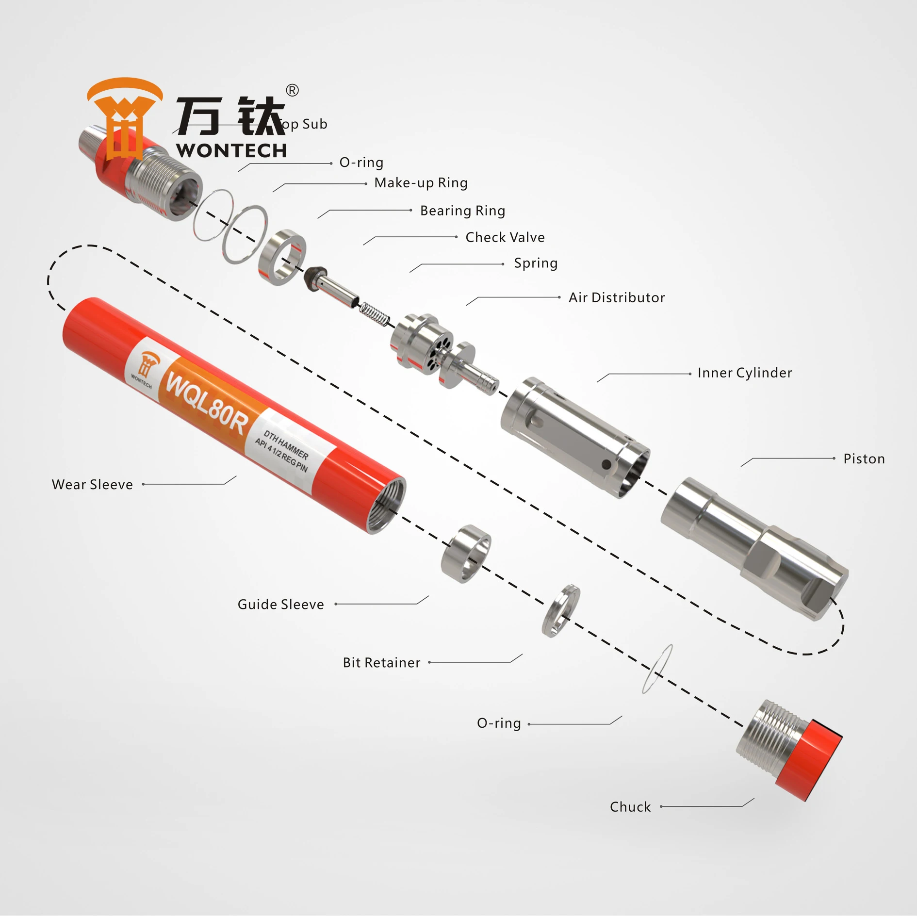 Búa Khoan DTH 8 Inch WONTECH DHD380 QL80 SD8