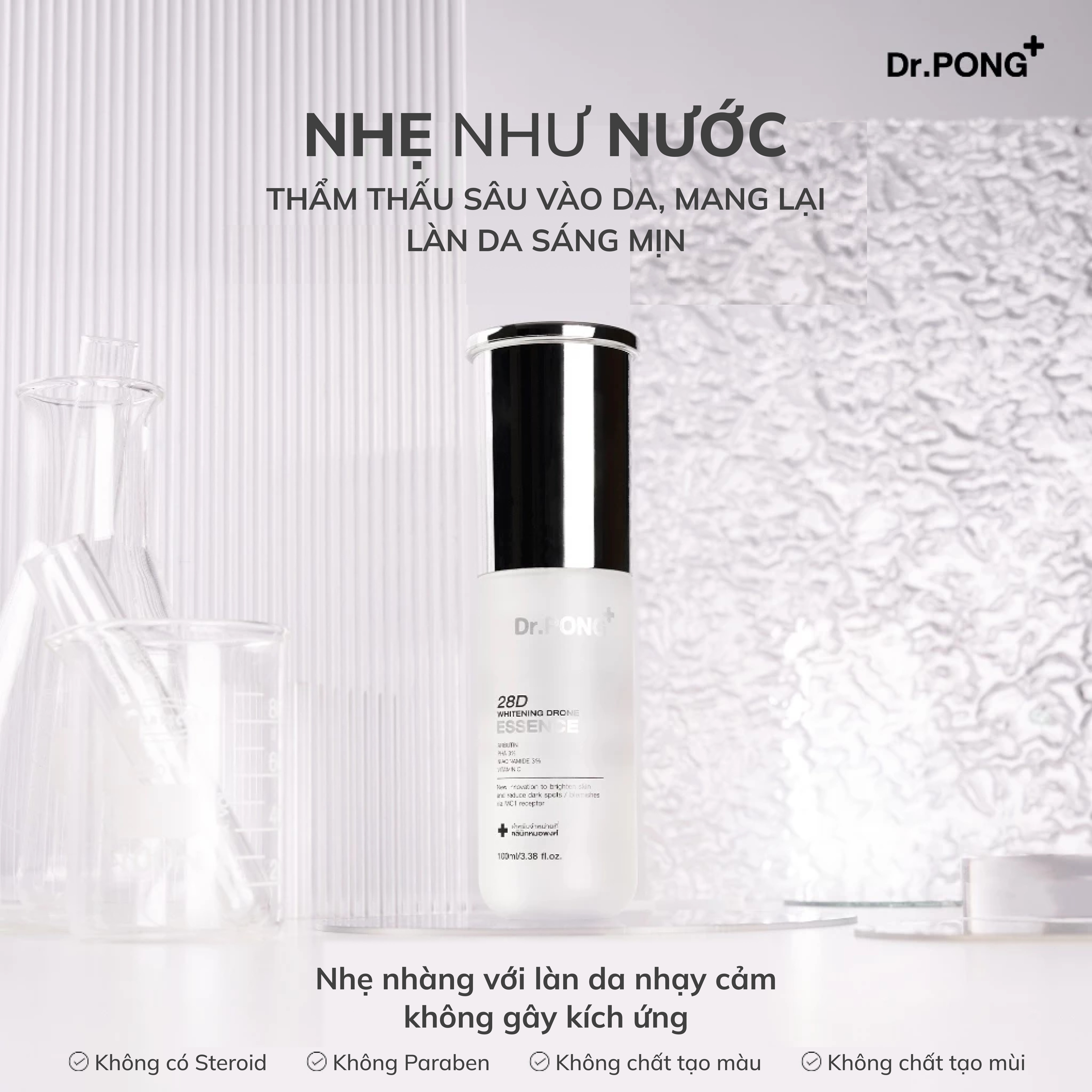 Tinh chất dưỡng ẩm cân bằng, trắng sáng da Dr.PONG 28D Whitening Drone Essence 95ml