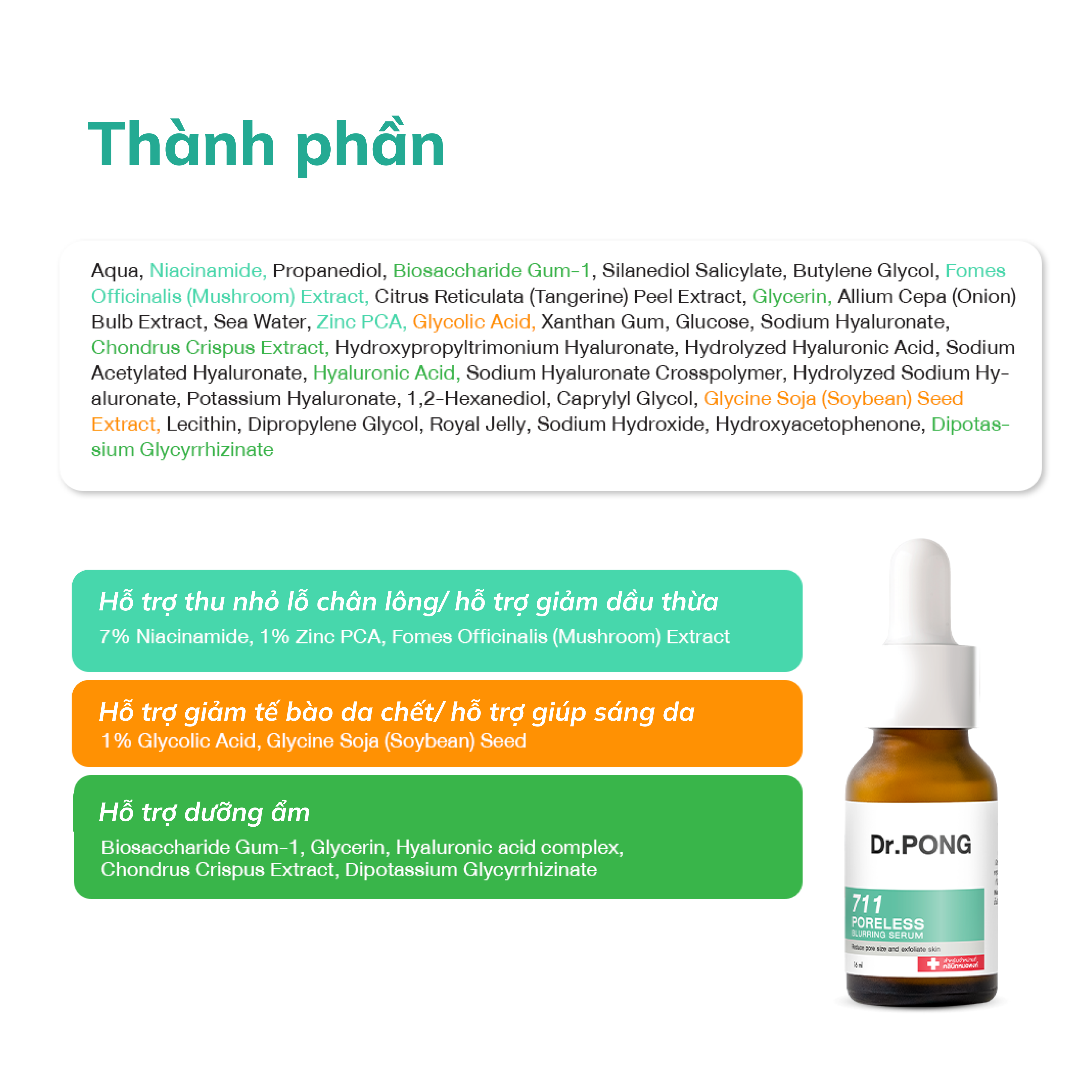 Serum thu nhỏ lỗ chân lông Dr.PONG 711 Poreless Blurring 16ml