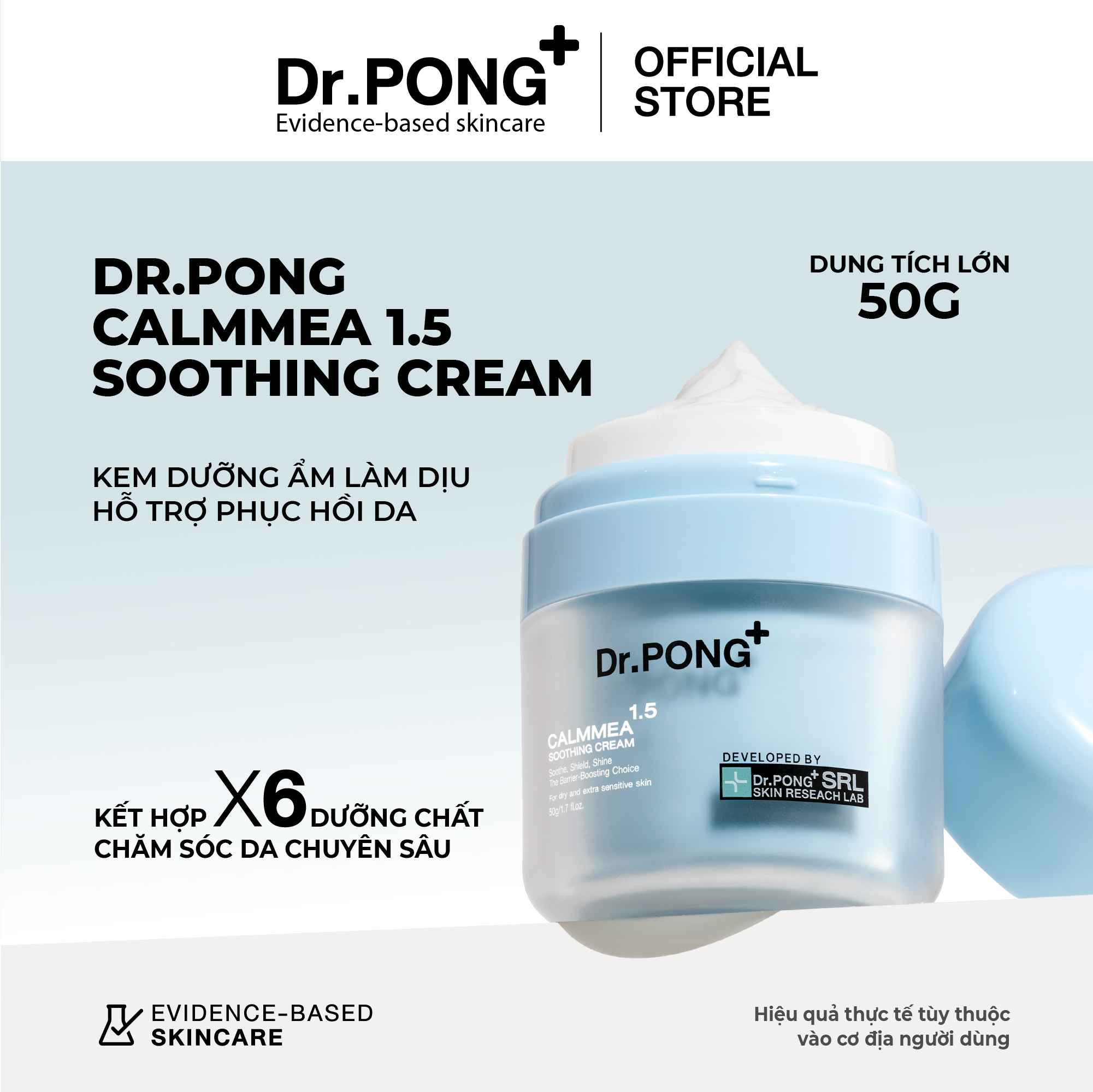 Kem Dưỡng Ẩm Làm Dịu, Hỗ Trợ Phục Hồi Da Dr.PONG CalmMEA 1.5 Soothing Cream 50g