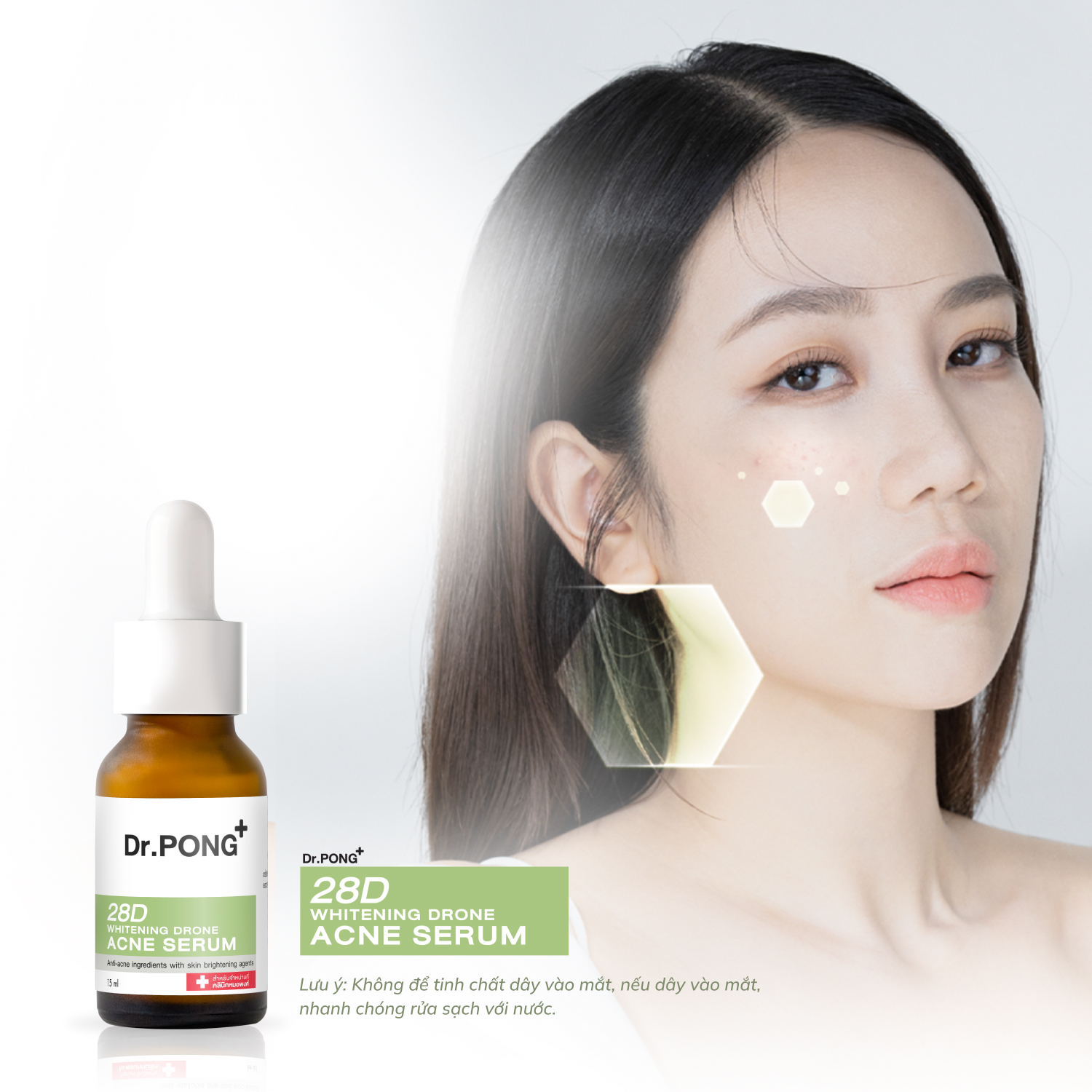 Serum giảm mụn, ngừa thâm mụn Dr.PONG 28D Whitening Drone Acne 15ml