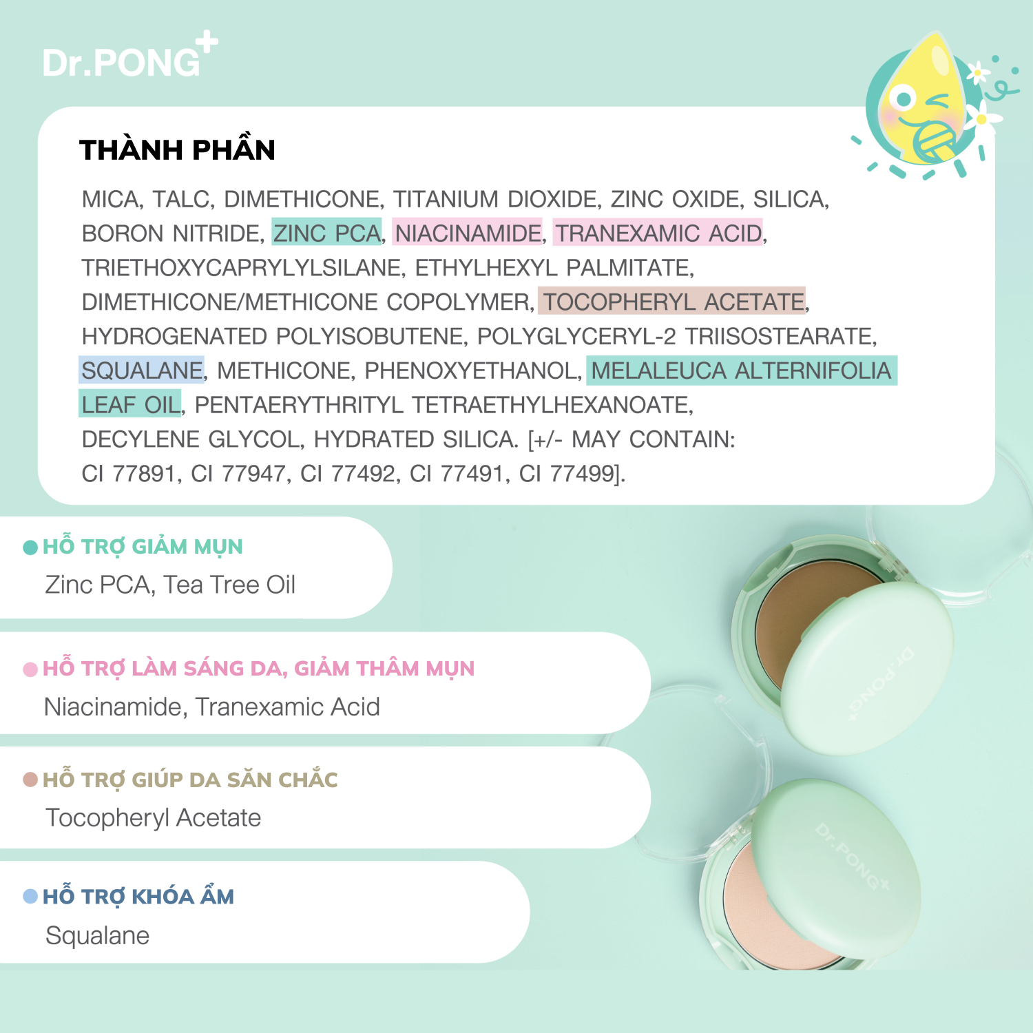 Phấn nền kiềm dầu dành cho da mụn DR.PONG Acne Ace 002 Blurring Powder 9g