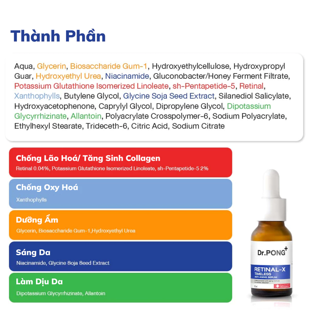 Serum làm mờ nếp nhăn, trắng da Dr.PONG Retinal-X Timeless Anti-Aging 15ml