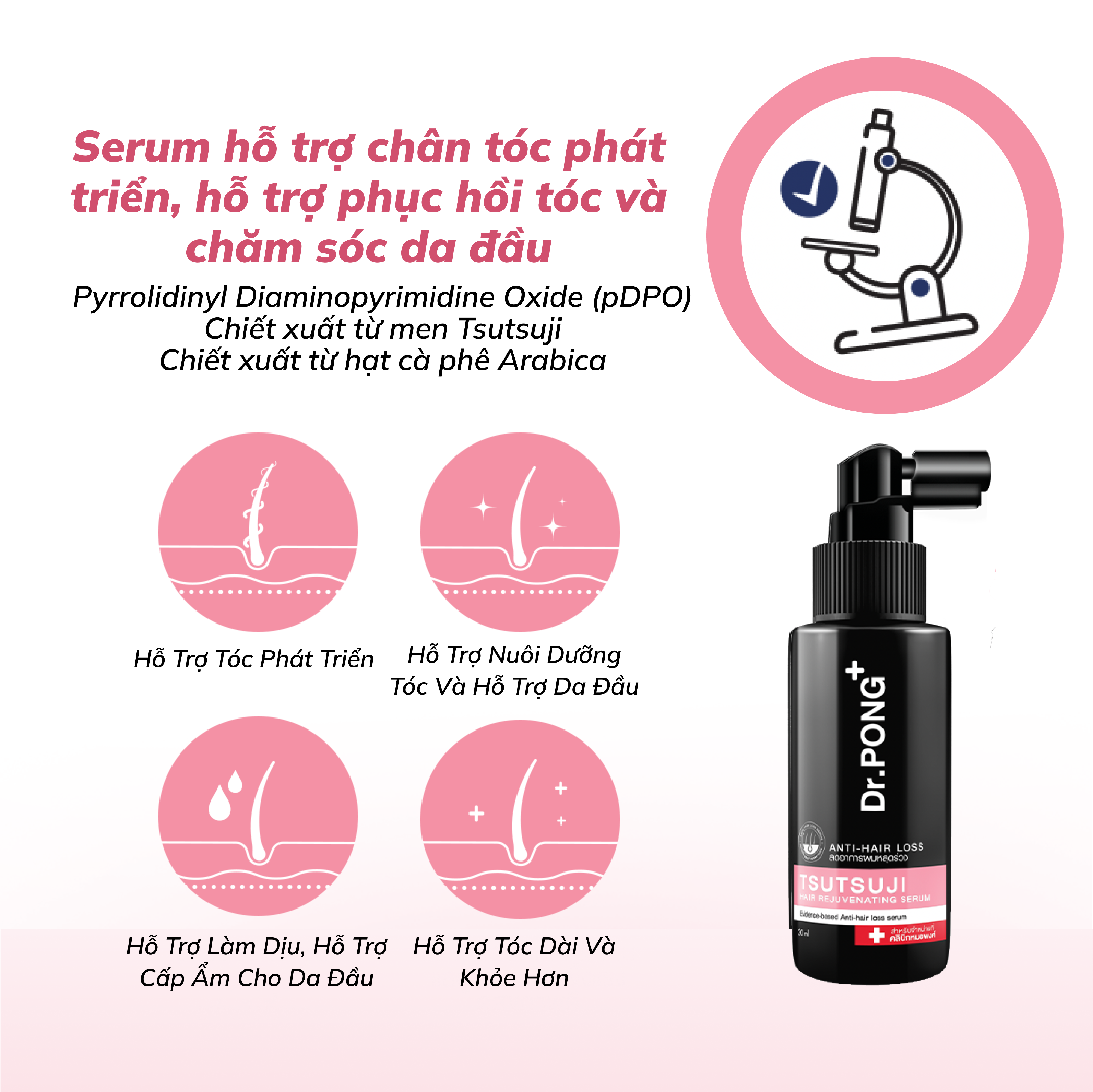 Serum giảm rụng tóc, kích thích chân tóc phát triển, chăm sóc da đầu Dr.PONG Tsutsuji Hair Rejuvenating - anti- hairloss