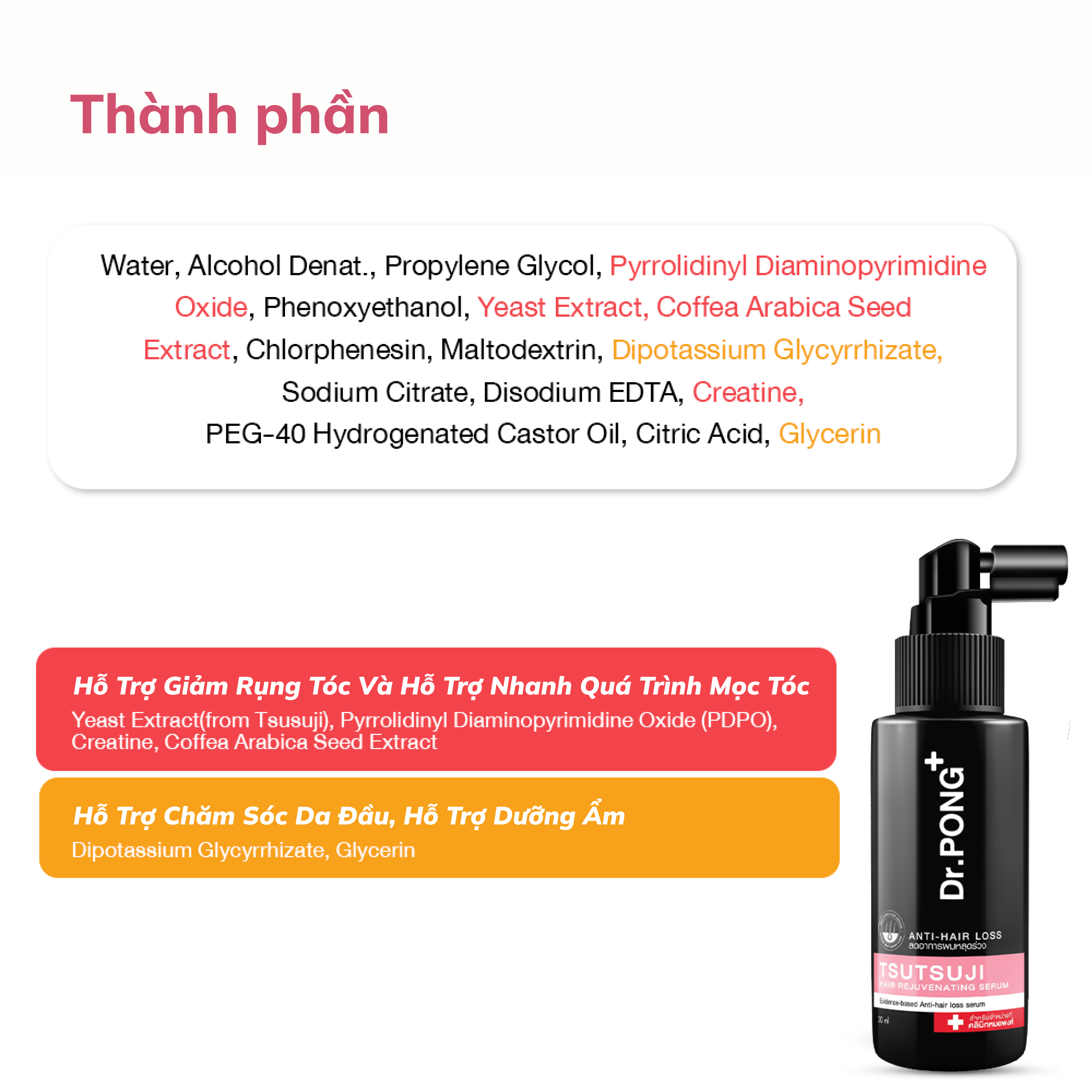 Serum giảm rụng tóc, kích thích chân tóc phát triển, chăm sóc da đầu Dr.PONG Tsutsuji Hair Rejuvenating - anti- hairloss