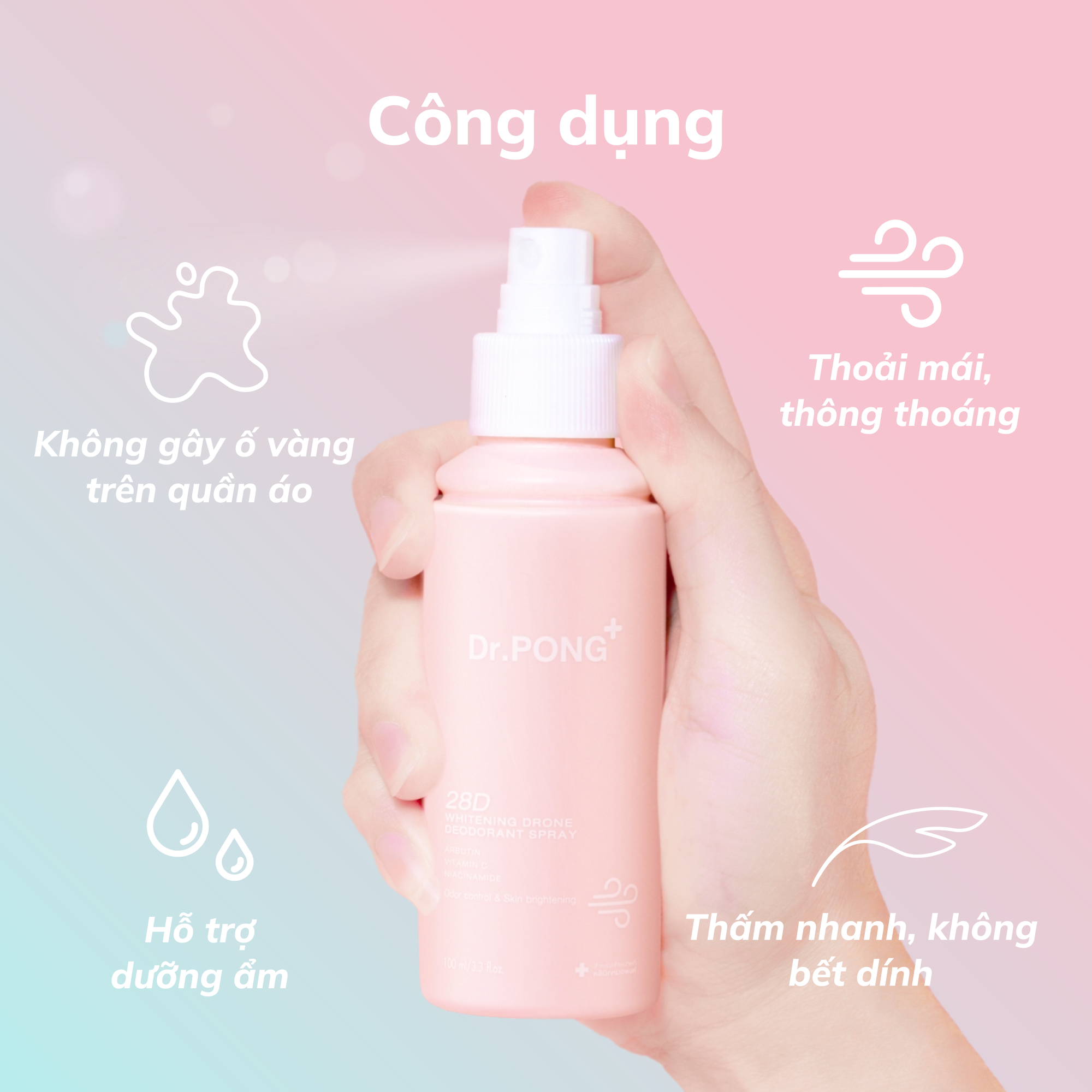 Xịt khử mùi trắng da, mờ thâm 28D Whitening Drone 100ml