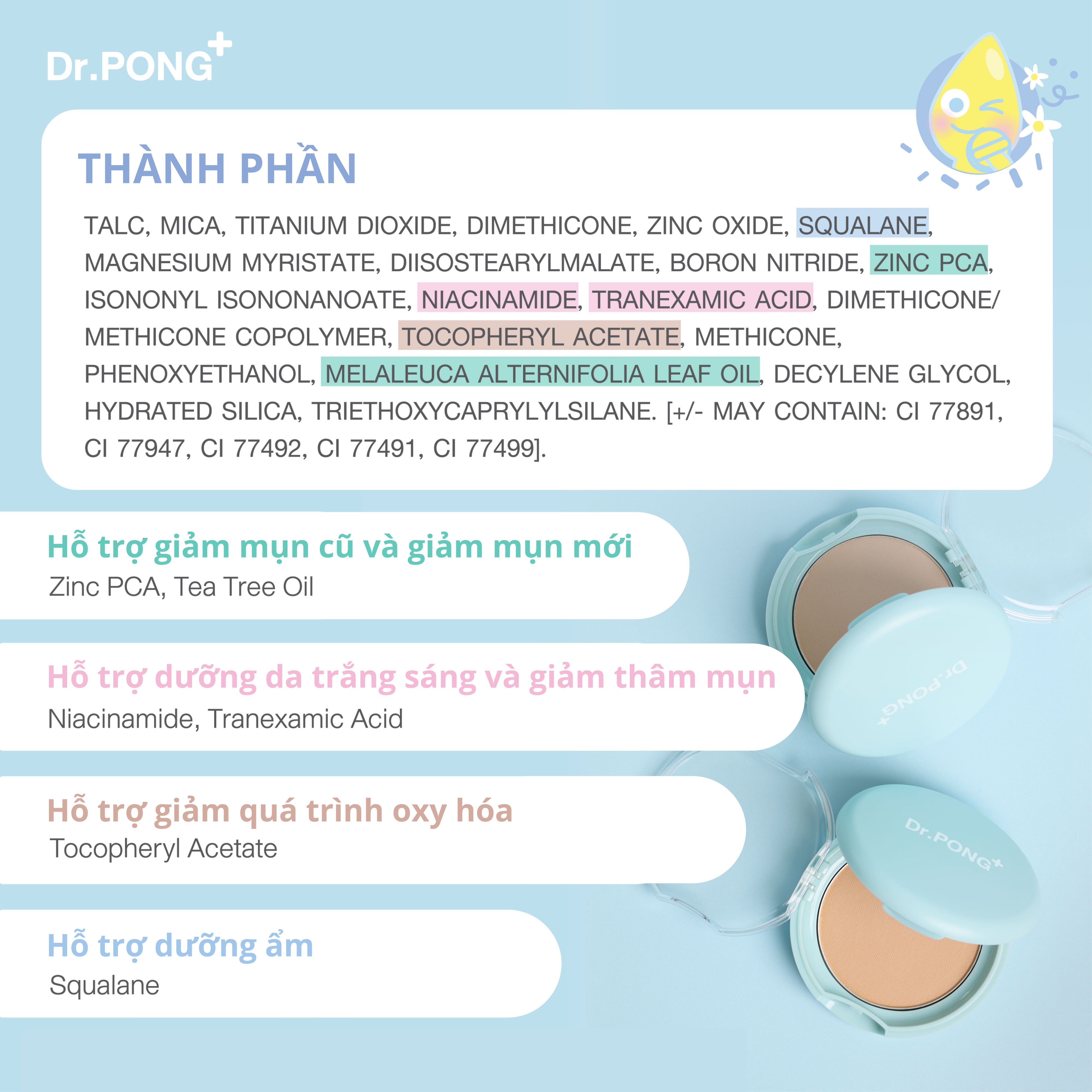 Phấn phủ kiềm dầu dành cho da mụn DR.PONG Acne Ace 001 Blurring Powder 9g