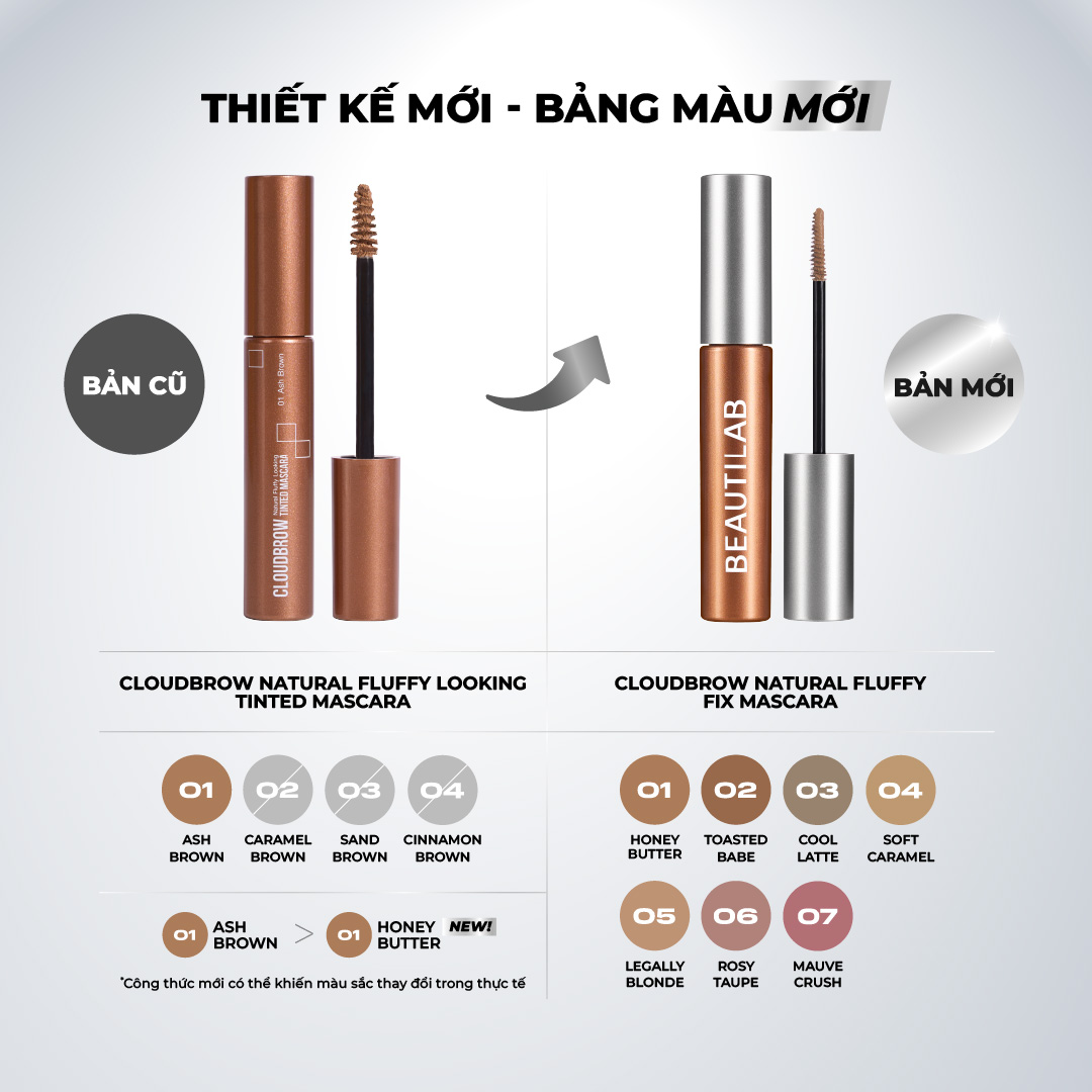 Mascara chân mày tự nhiên, giữ nếp, bền màu, lâu trôi BEAUTILAB Cloudbrow Natural Fluffy Fix Mascara