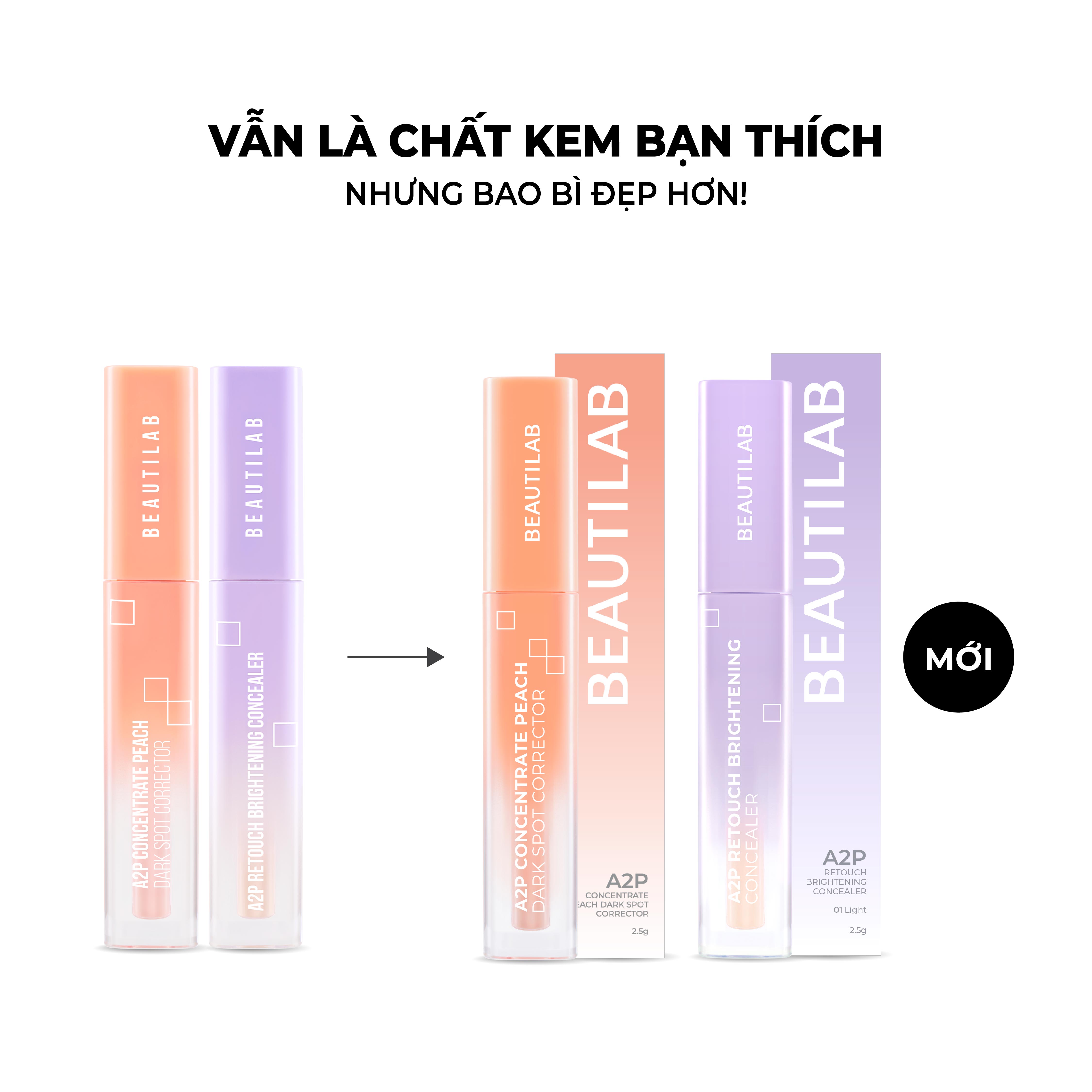 Kem che khuyết điểm & triệt sắc BEAUTILAB A2P Concentrate Peach Dark Spot & Retouch Brightening Concealer 2.5g