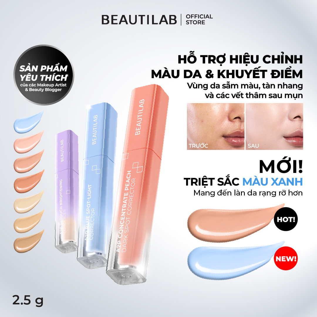 Kem che khuyết điểm & triệt sắc BEAUTILAB A2P Concentrate Peach Dark Spot & Retouch Brightening Concealer 2.5g