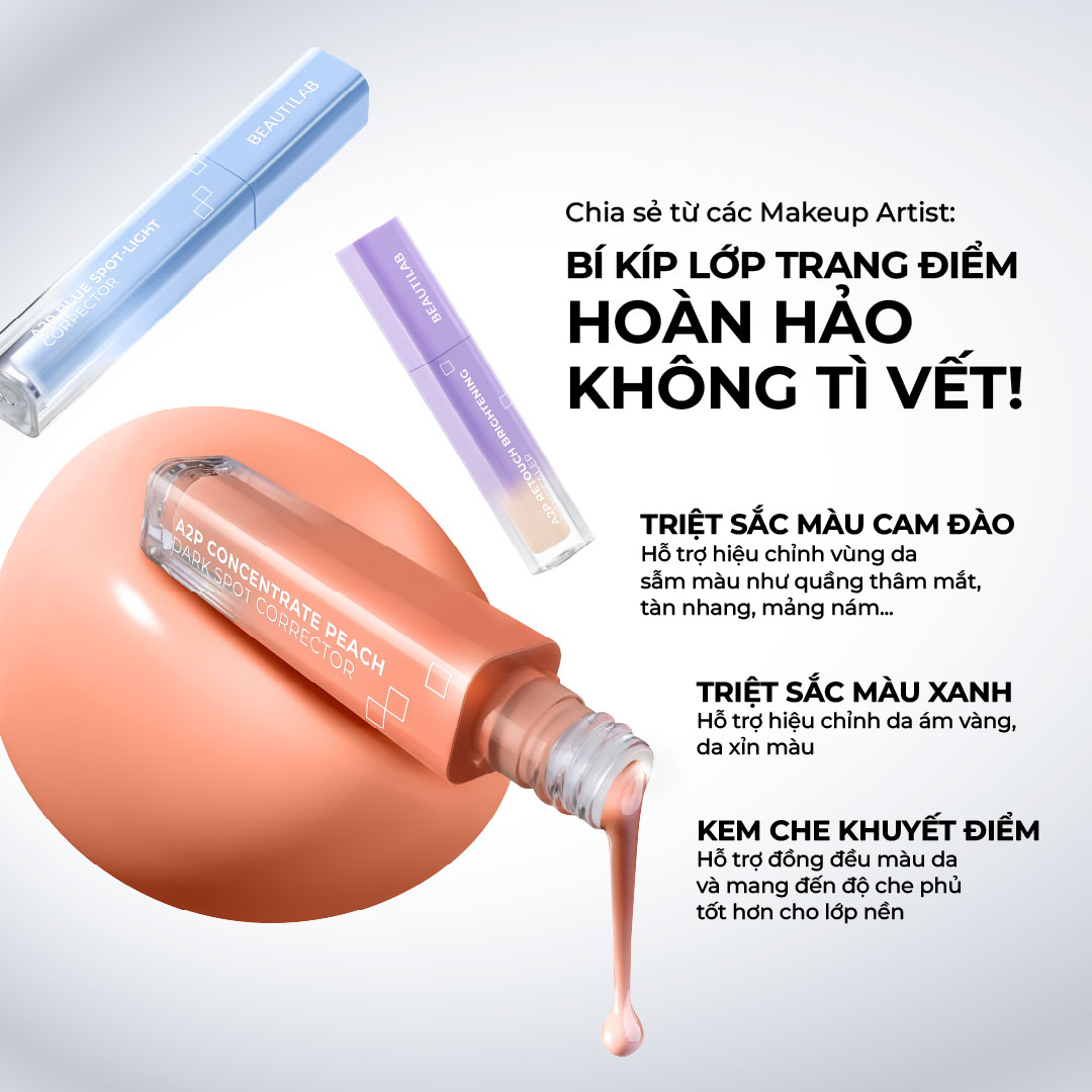 Kem che khuyết điểm & triệt sắc BEAUTILAB A2P Concentrate Peach Dark Spot & Retouch Brightening Concealer 2.5g