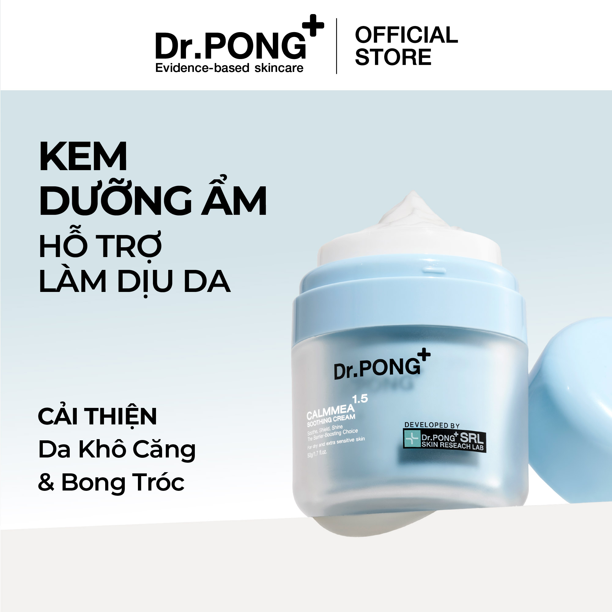 Kem dưỡng ẩm làm dịu da Dr.PONG CalmMEA 1.5 Soothing Cream 50g