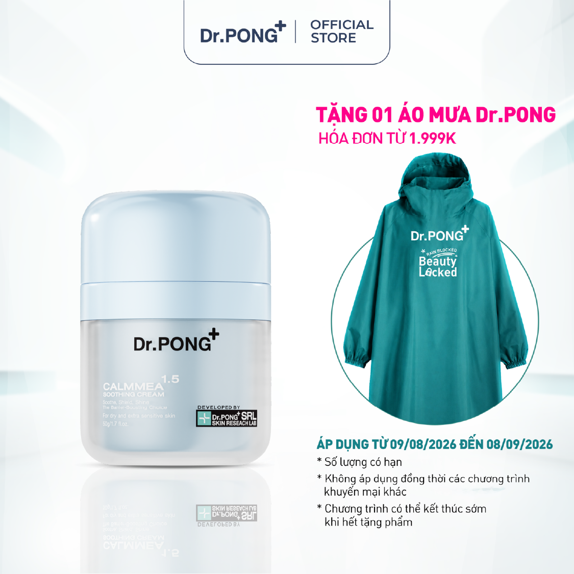Kem dưỡng ẩm làm dịu da Dr.PONG CalmMEA 1.5 Soothing Cream 50g