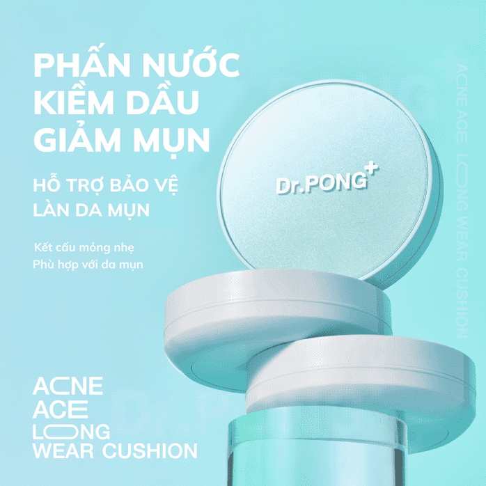 Phấn nước dành cho da dầu mụn Dr.PONG Acne Ace Longwear Cushion 15g