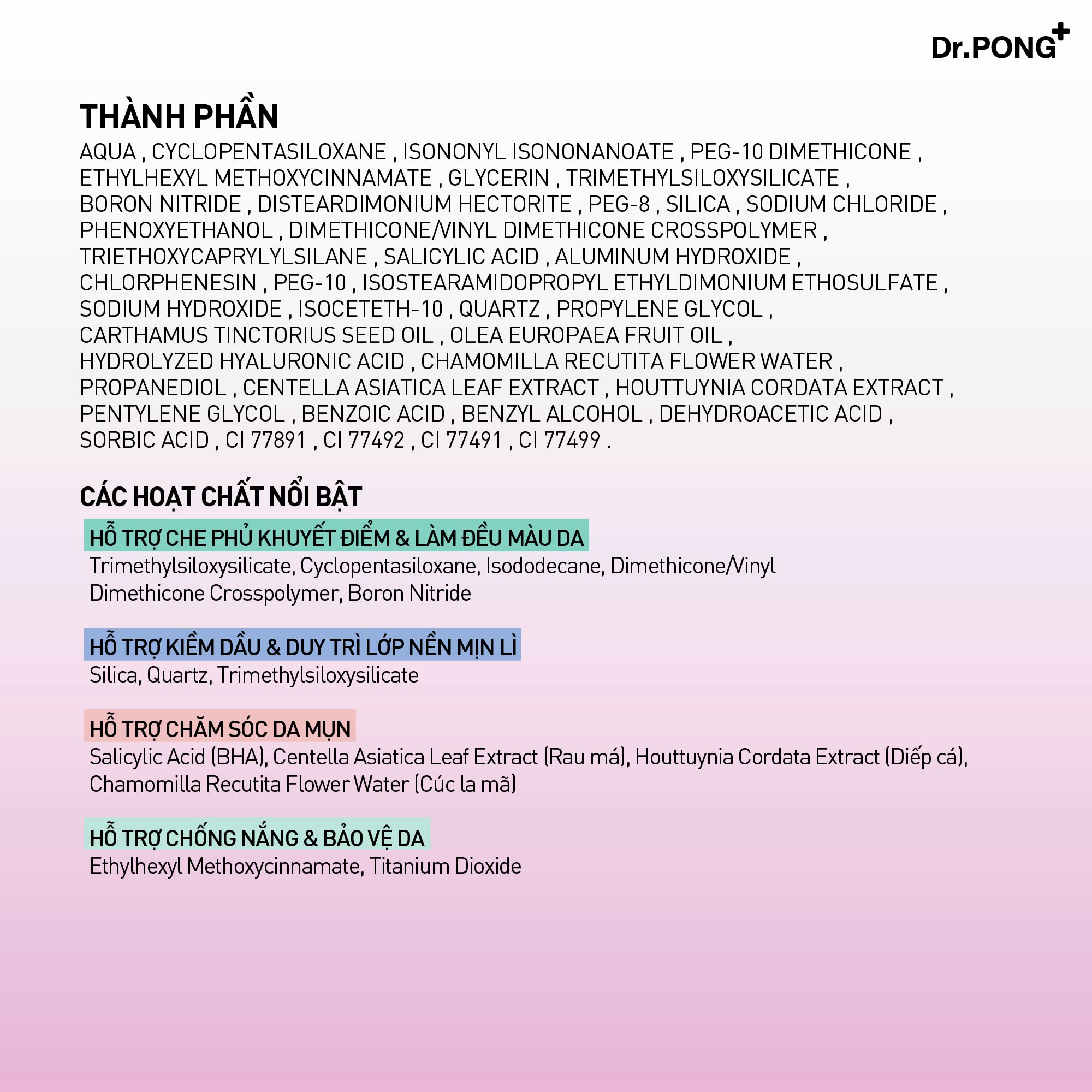 Phấn nước cho da dầu mụn, che khuyết điểm, mịn lì, kiềm dầu DR.PONG MATTE PRO ACNE ACE LONGWEAR CUSHION SPF50+ PA++++