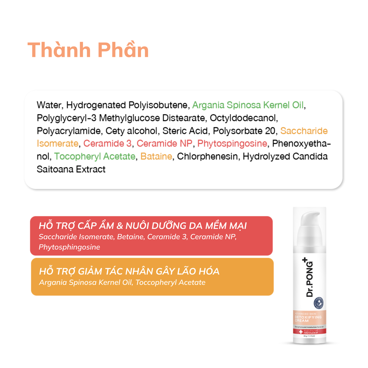 Kem dưỡng cấp ẩm chuyên sâu Dr.PONG Advanced Skin Detoxifying Cream 30g
