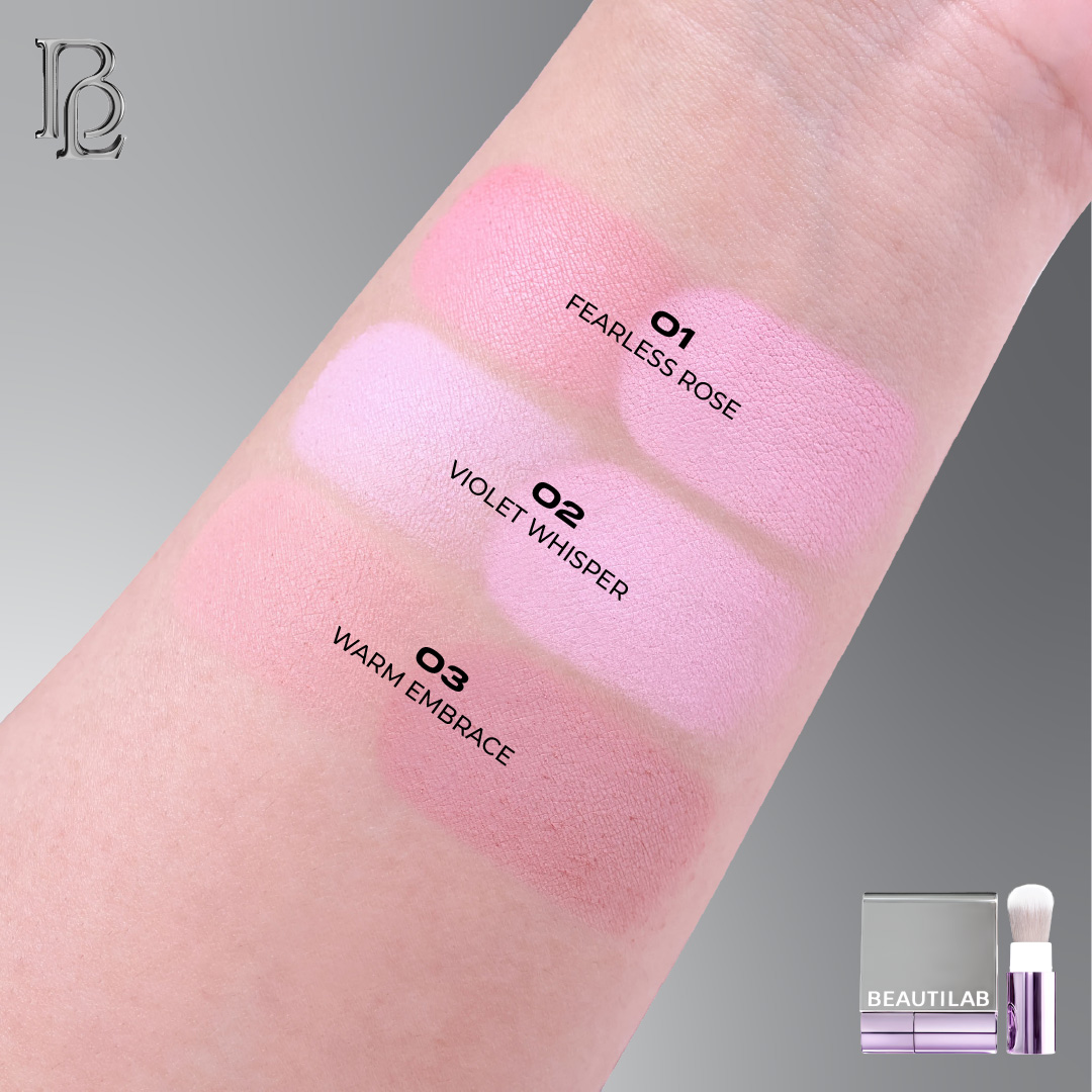 Phấn má hồng dạng nén 2 màu, kèm cọ tiện lợi BEAUTILAB Selfique Cheek Duo Pocket Blush