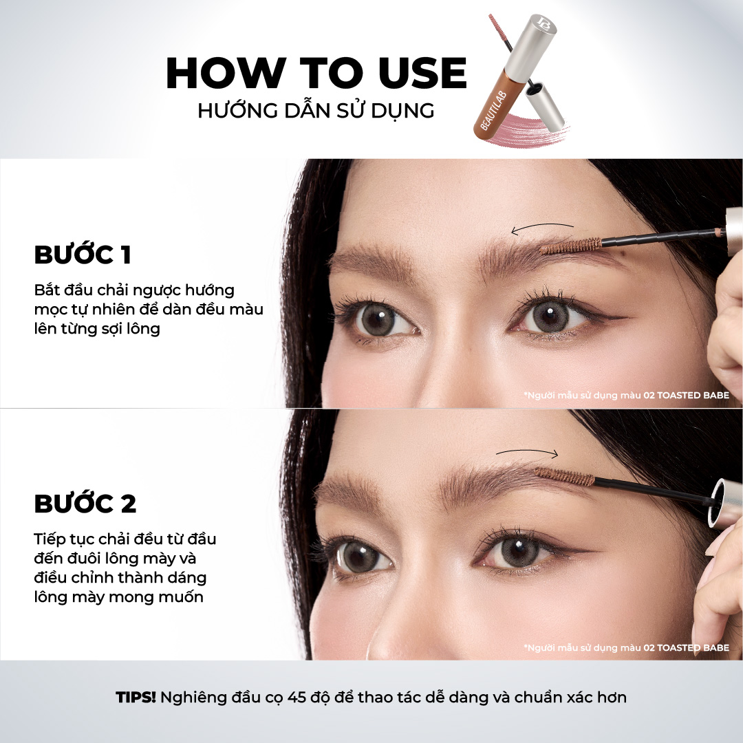 Mascara chân mày tự nhiên, giữ nếp, bền màu, lâu trôi BEAUTILAB Cloudbrow Natural Fluffy Fix Mascara
