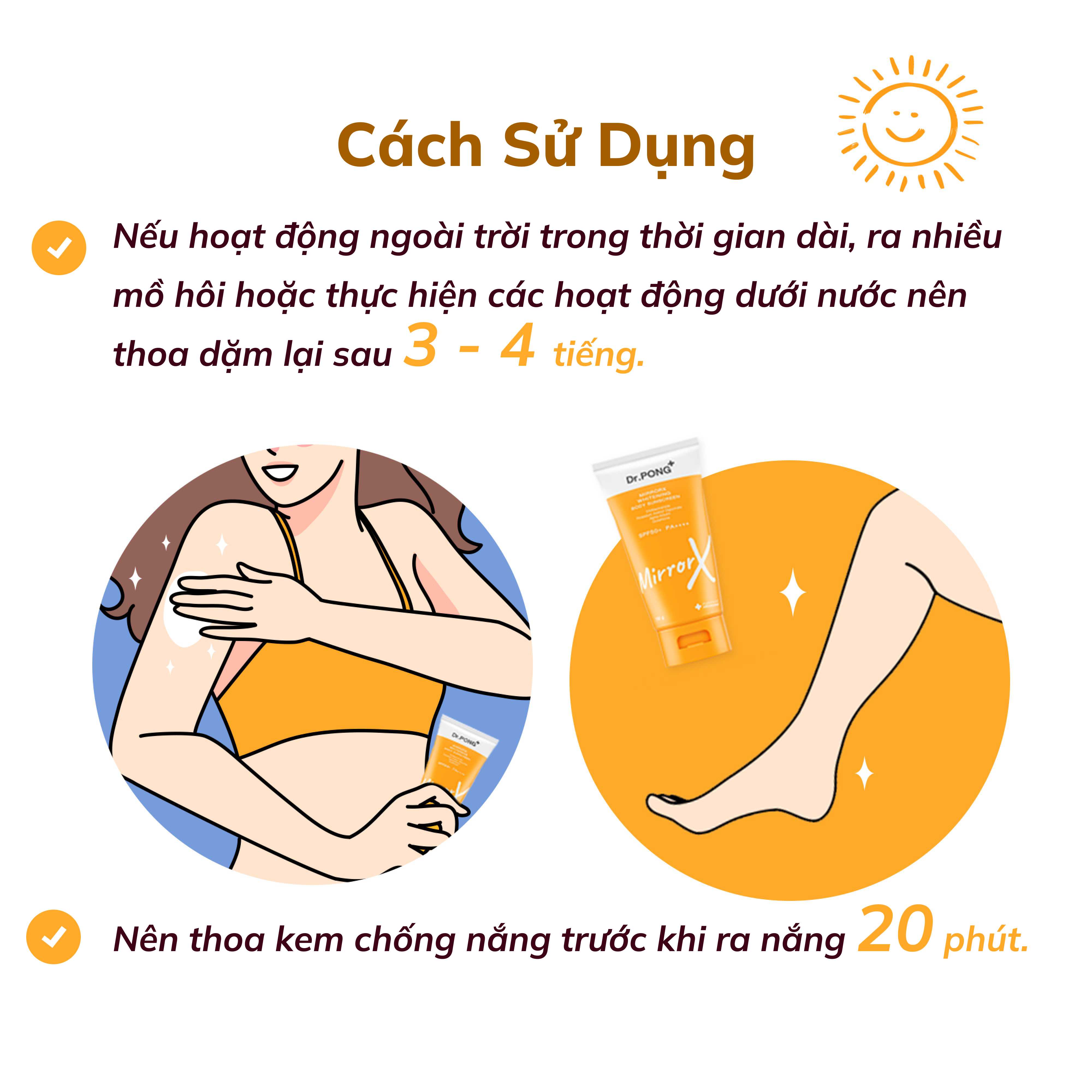 Kem chống nắng toàn thân Dr.PONG MirrorX whitening body sunscreen SPF50+ PA++++ 150g