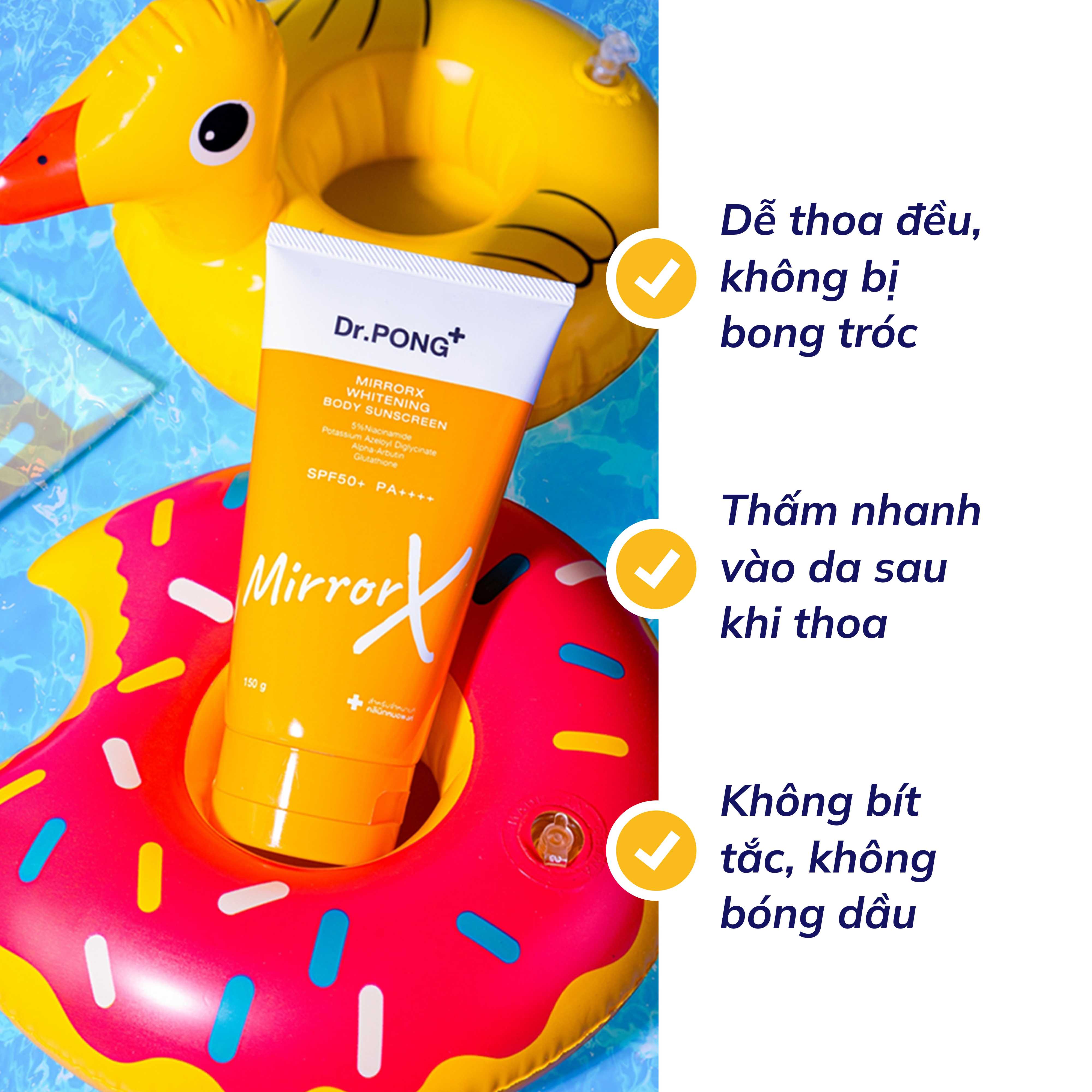 Kem chống nắng toàn thân Dr.PONG MirrorX whitening body sunscreen SPF50+ PA++++ 150g