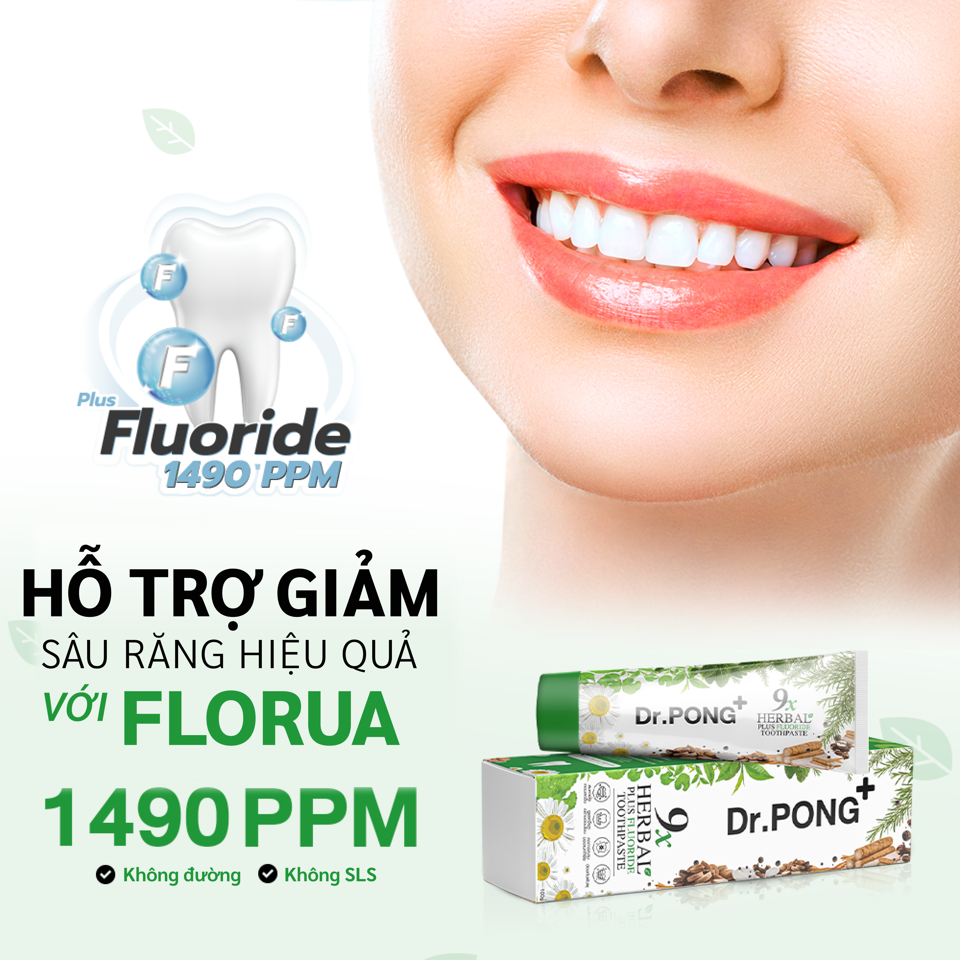Kem đánh răng 9 loại thảo dược hỗ trợ  giảm mùi hôi miệng giúp răng trắng khỏe Dr.PONG 9x Herbal Plus Fluoride Toothpast