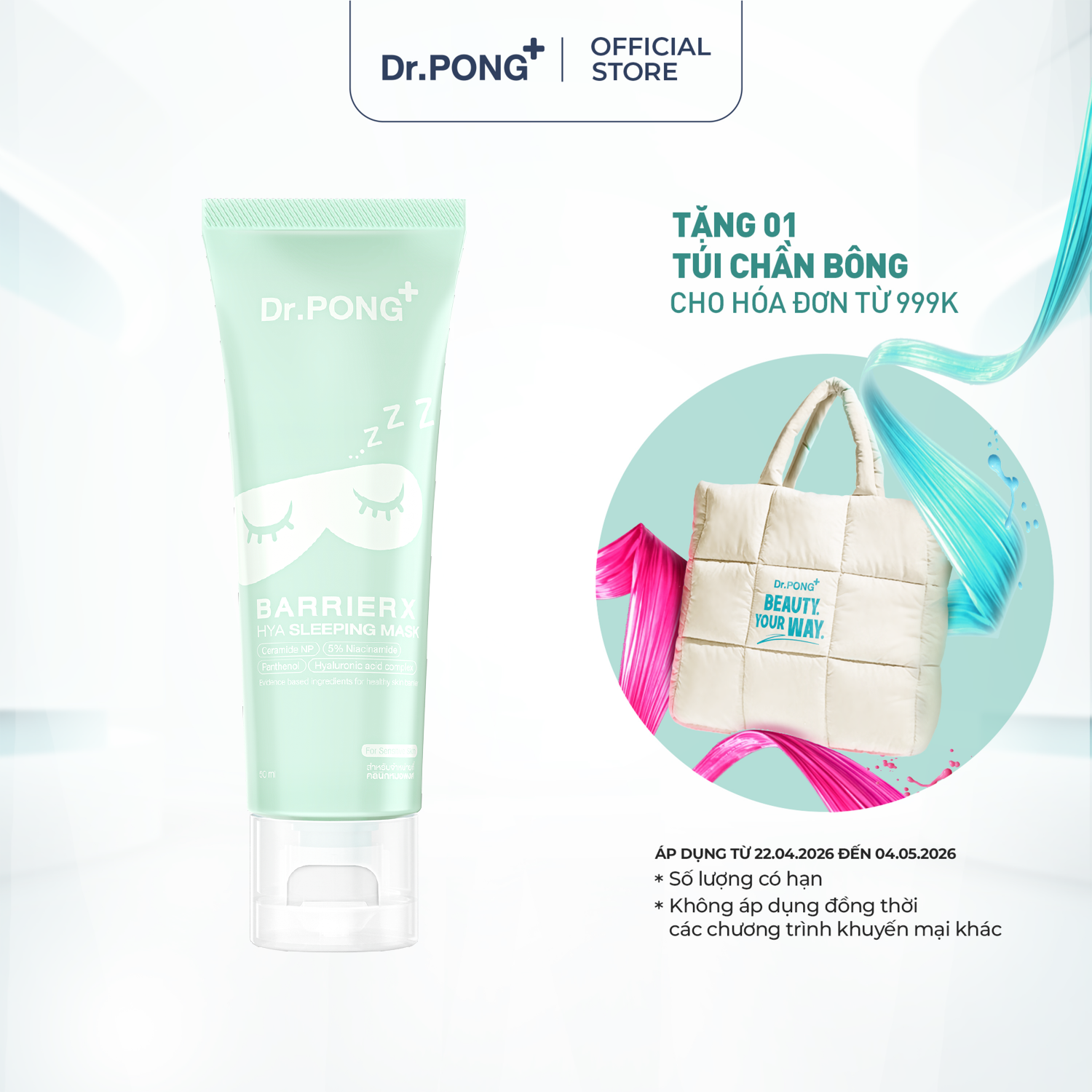 Mặt nạ ngủ cấp ẩm chuyên sâu Dr.PONG BarrierX Hya Sleeping Mask 50ml