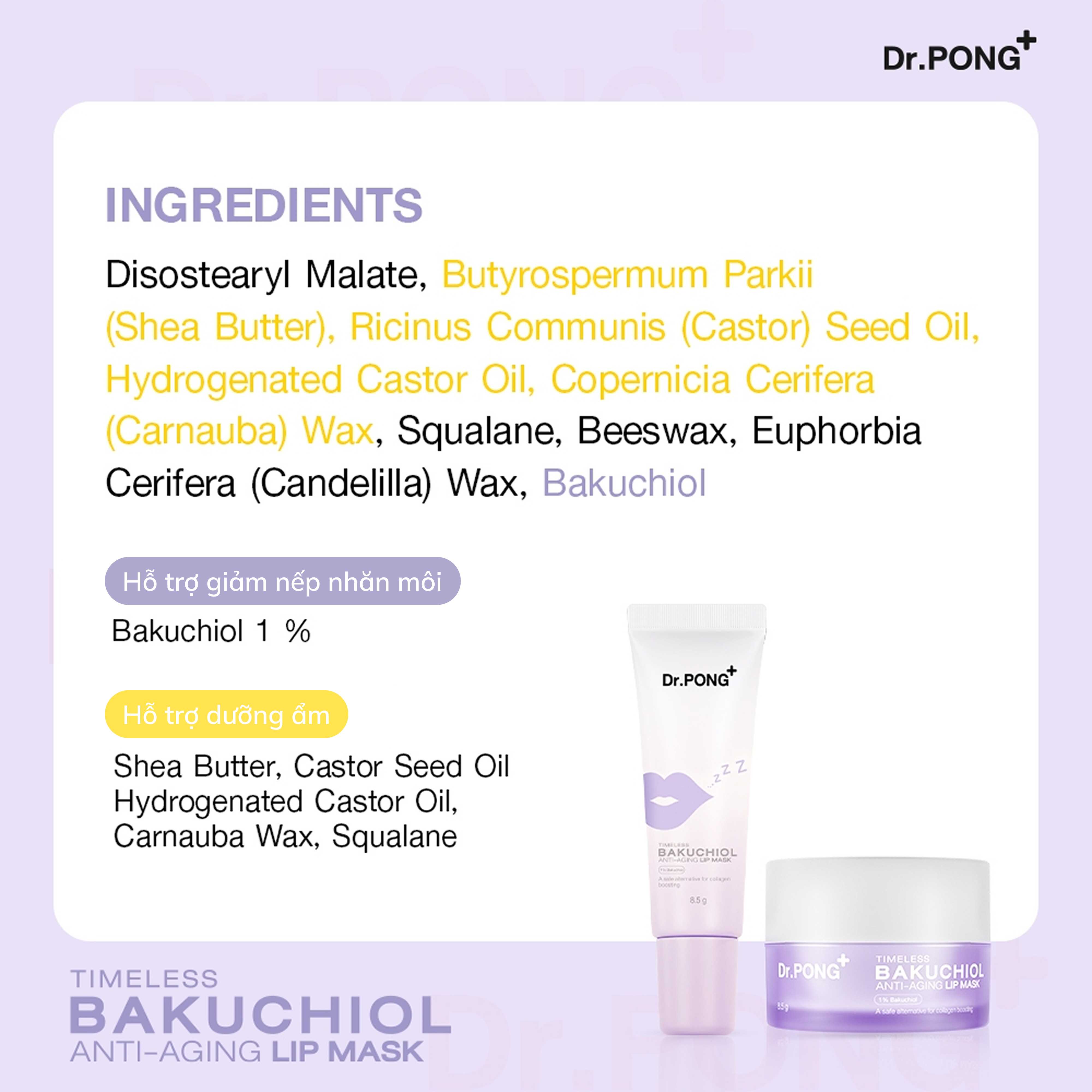 Mặt nạ dưỡng môi Dr.PONG Timeless Bakuchiol Anti-aging Lip Mask 8.5g