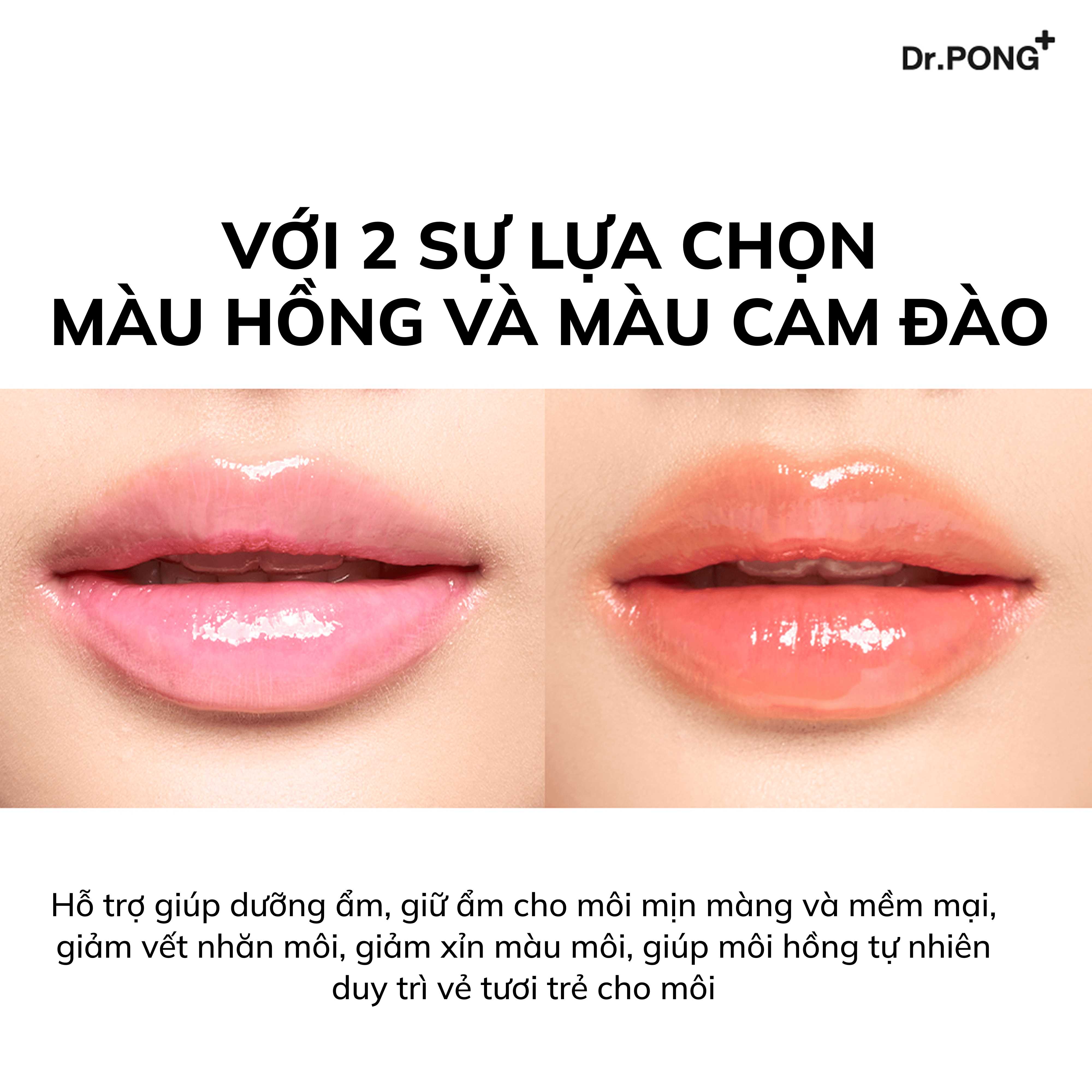 Dưỡng ẩm môi, hỗ trợ giảm thâm môi Dr.PONG 28D Whitening Drone Pinky & Peachy Lip Mask 8.5g