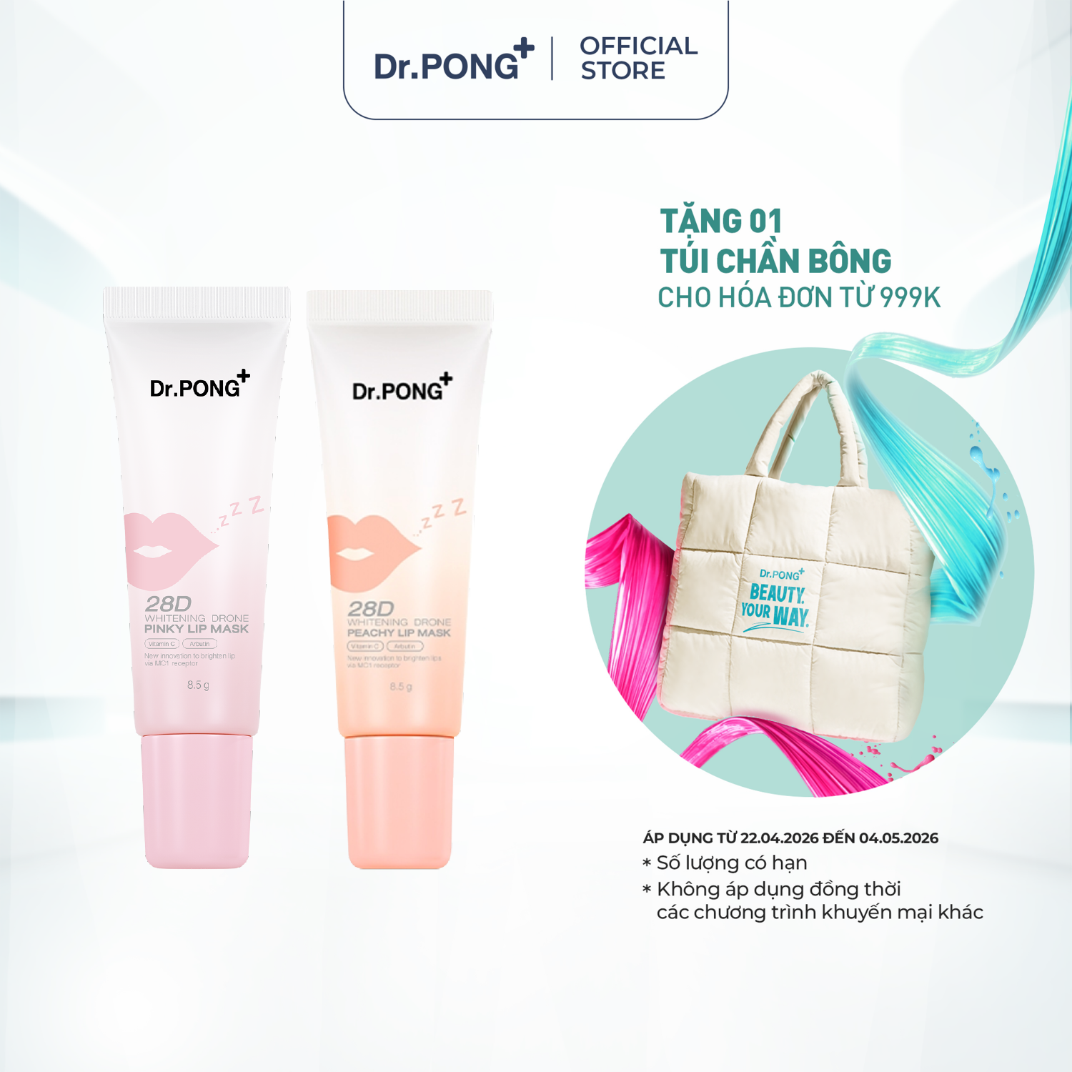Dưỡng ẩm môi, giảm thâm môi Dr.Pong 28D Whitening Drone Lip Mask 8.5g