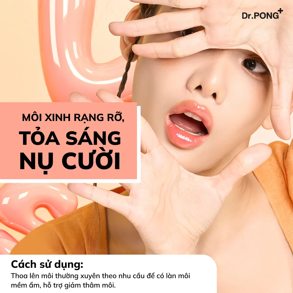 Dưỡng ẩm môi, giảm thâm môi Dr.Pong 28D Whitening Drone Lip Mask 8.5g