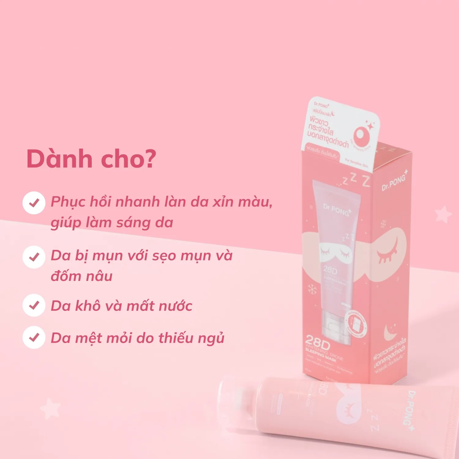 Mặt nạ ngủ trắng da, mờ thâm mụn Dr.PONG 28D Whitening Drone Sleeping 50ml
