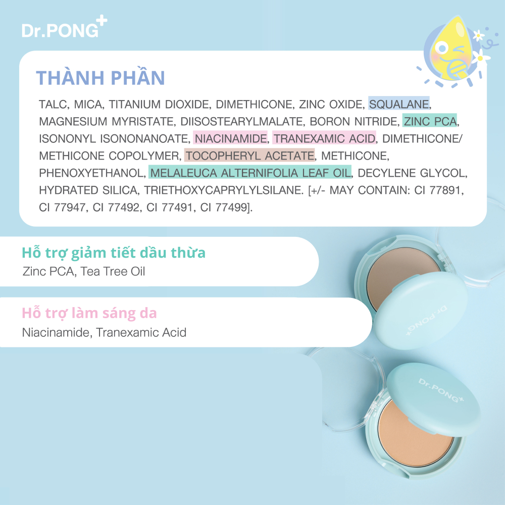 Phấn phủ hỗ trợ kiềm dầu dành cho da mụn DR.PONG Acne Ace 001 Blurring Powder 9g