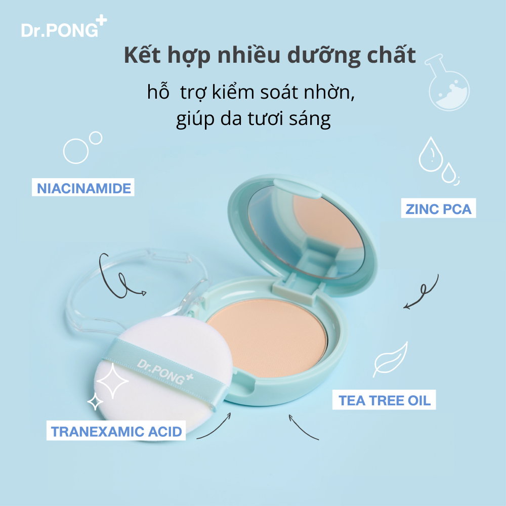 Phấn phủ hỗ trợ kiềm dầu dành cho da mụn DR.PONG Acne Ace 001 Blurring Powder 9g