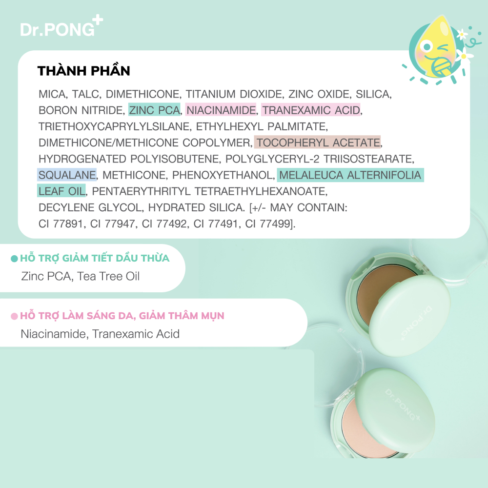 Phấn nền hỗ trợ kiềm dầu dành cho da mụn Dr.PONG Acne Ace 002 Blurring Powder 9g