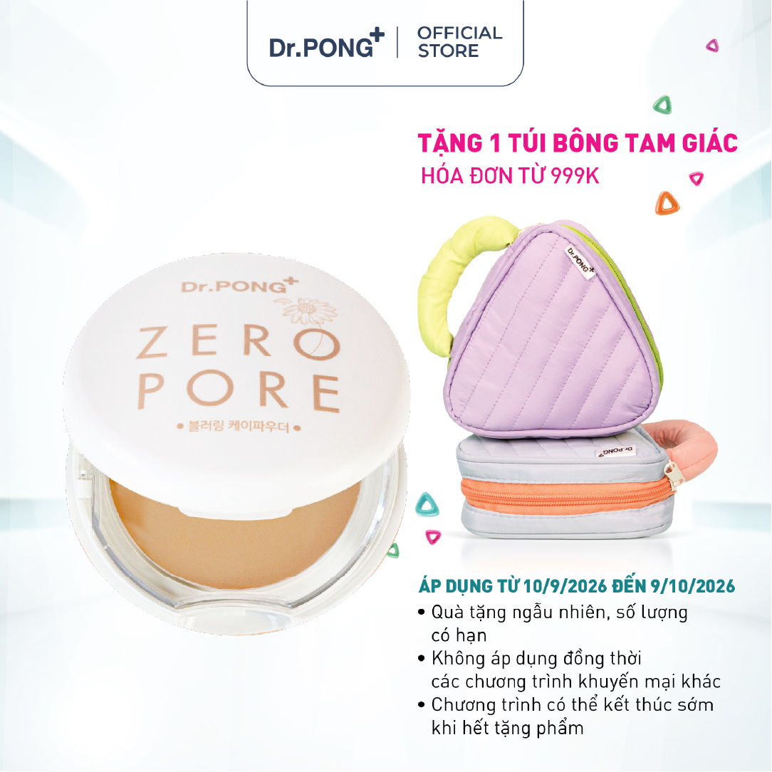 Phấn phủ che phủ lỗ chân lông, hỗ trợ kiềm dầu Dr.PONG Zero Pore Blurring K- Powder 9g
