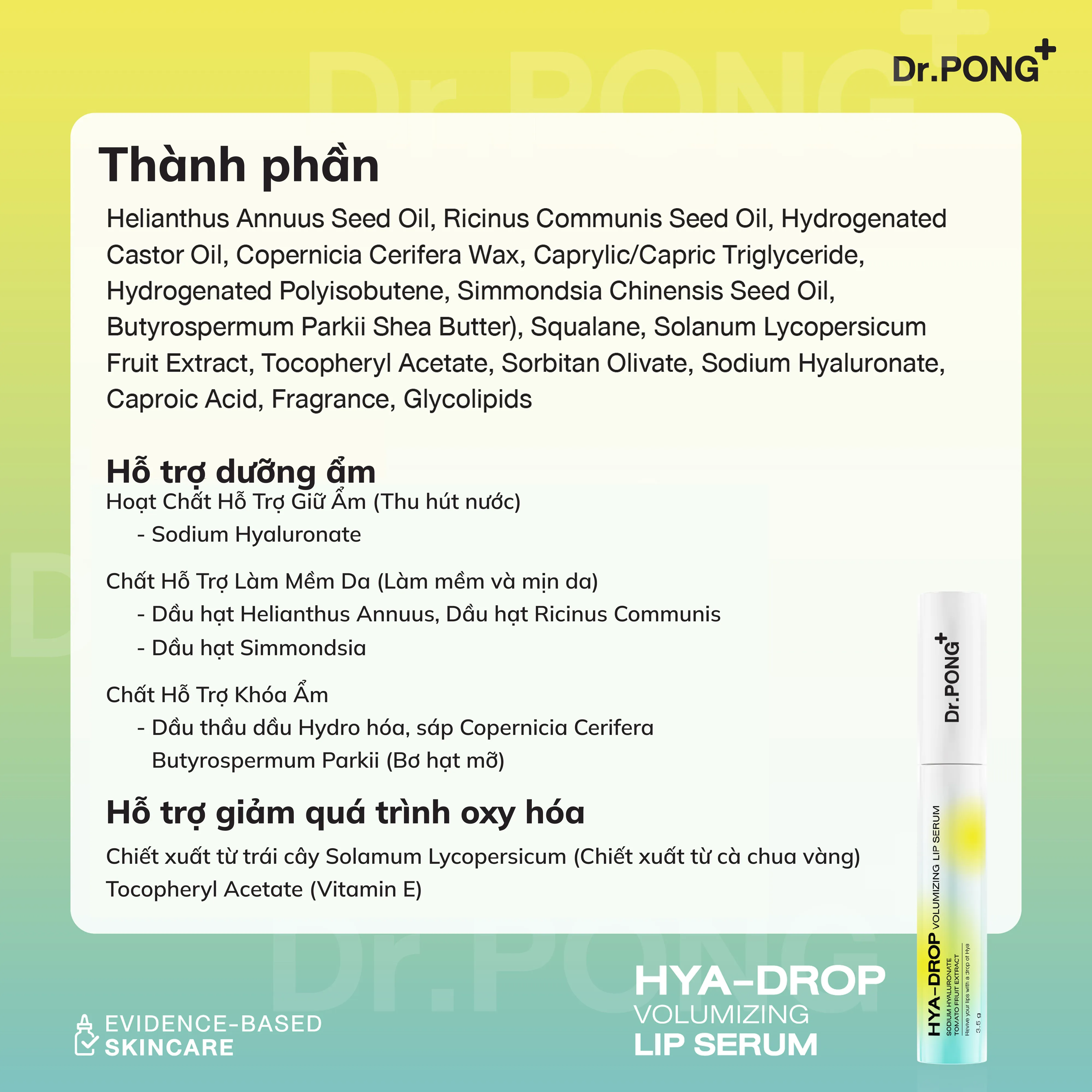 Serum dưỡng môi căng mọng, mềm ẩm, ngừa thâm môi Dr.PONG Hya-Drop Volumizing Lip Serum 3.5g