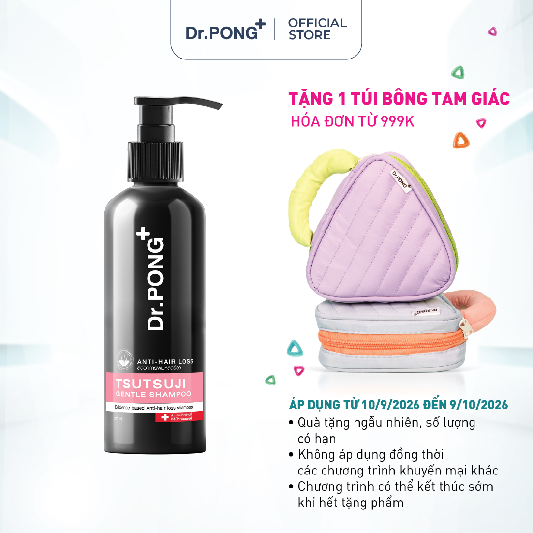 Dầu gội hỗ trợ giảm rụng tóc Dr.PONG Tsutsuji Gentle Shampoo 200ml