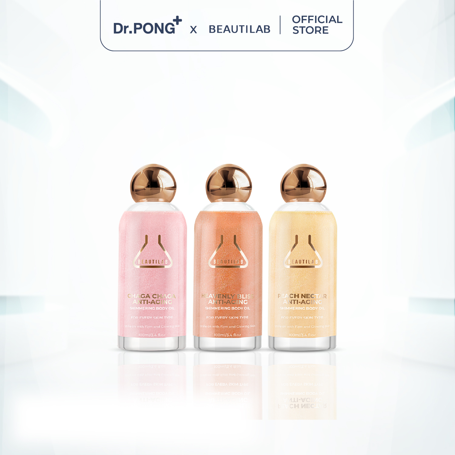 Dầu dưỡng thể dưỡng ẩm da có ánh nhũ Beautilab Anti-Aging Shimmering Body Oil 100ml