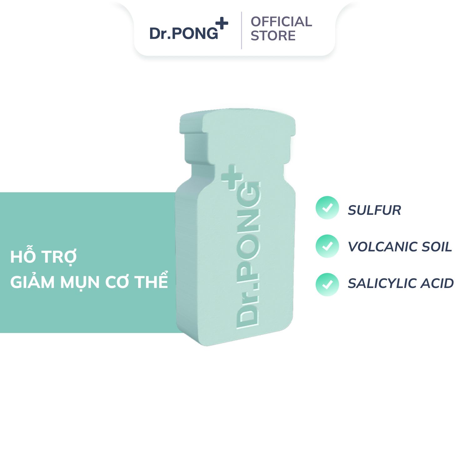 Xà phòng hỗ trợ giảm mụn lưng và giúp da mềm mịn với lưu huỳnh núi lửa Dr. PONG Natural Volcanic Sulphur Soap 70g